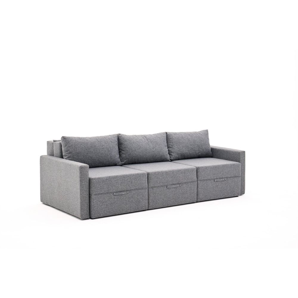 Sofa na razvlačenje Saros - Sivi 3-sjedalni slika 4