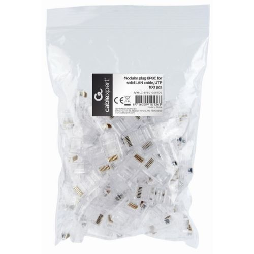 LC-8P8C-001/100 Modular plug RJ45  8P8C 30u CAT5 UTP gold plated,100 u pakovanju / CENA PO PAKOVANJU slika 2