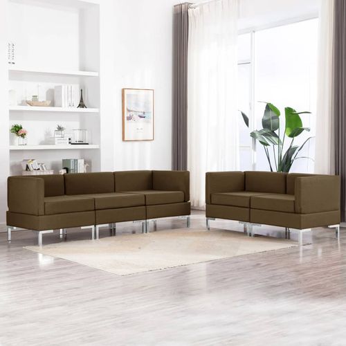 5-dijelni set sofa od tkanine smeđi slika 18