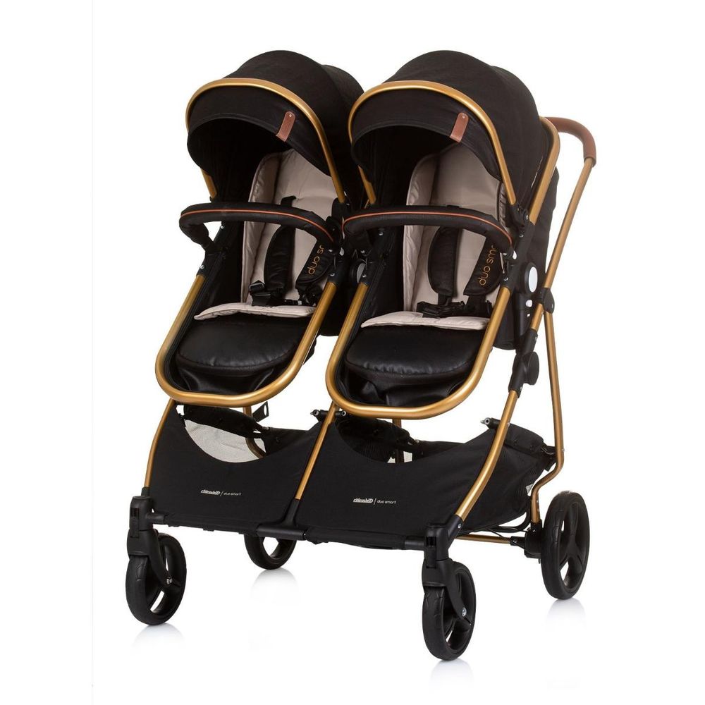Chipolino Kolica za blizance Duo Smart Kbds02401Og, Obsidian/Gold slika 2