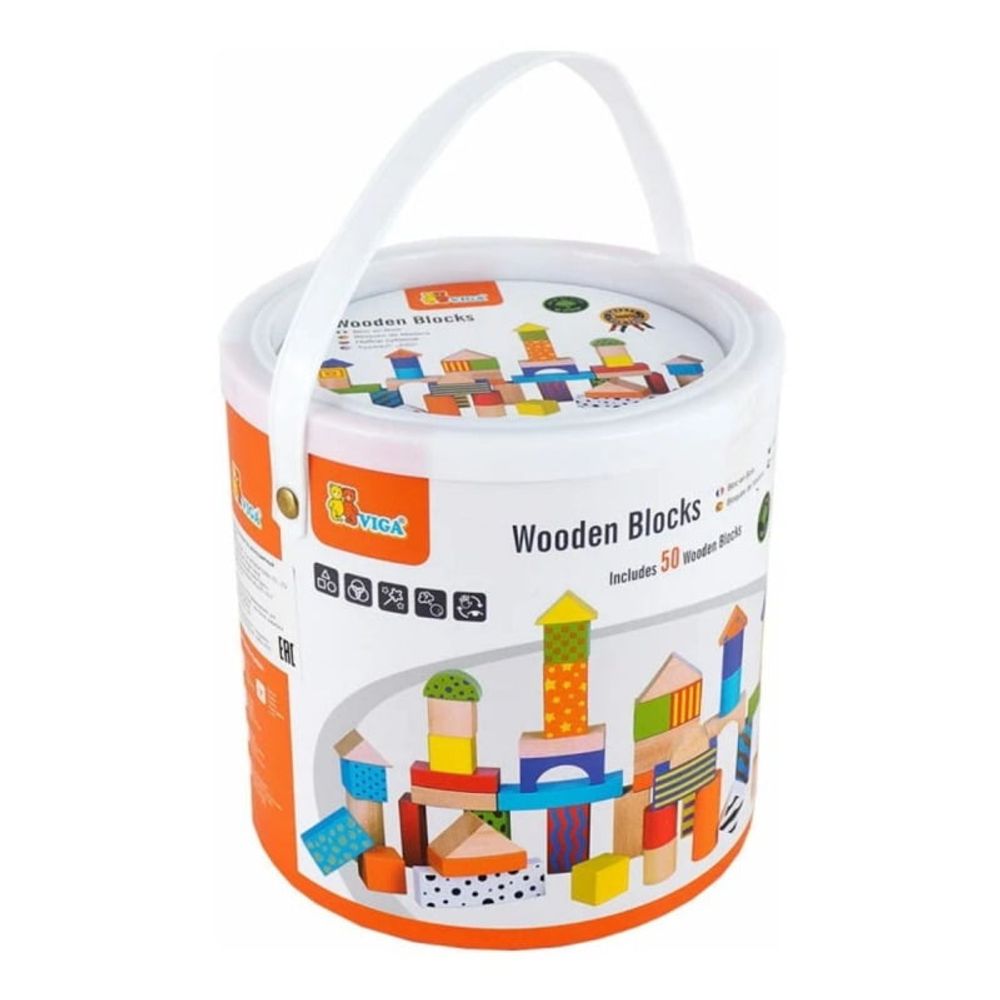 Viga Wooden Blocks - Drvene kocke, 50kom slika 1