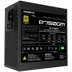 Gigabyte PSU 750W Gold Modular80+ GOLD;Fully Modular;8xSATA,3x4Pin,1xFloppy, 4xPCIe 6+2 Pin