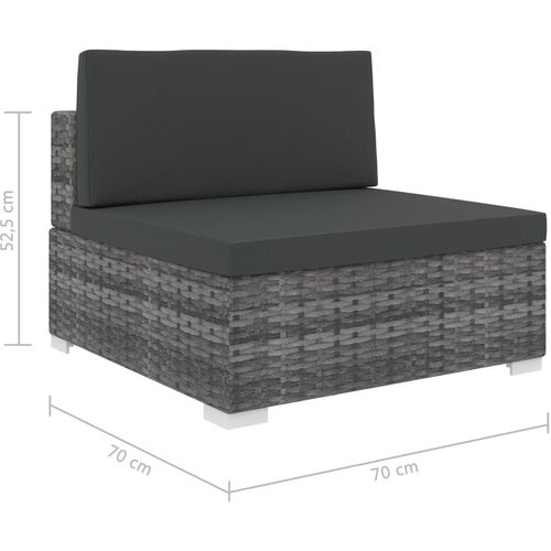 Modularna srednja fotelja s jastucima 1 kom od poliratana siva slika 21