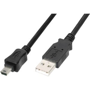 Digitus USB kabel USB 2.0 USB-A utikač, USB-Mini-B utikač 1.80 m crna s otg funkcijom AK-300108-018-S