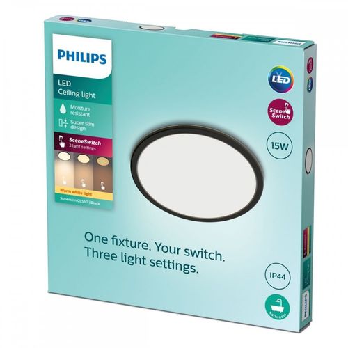 Philips superslim cl550 crna plafonska svetiljka 15w 2700lm ip44 slika 5