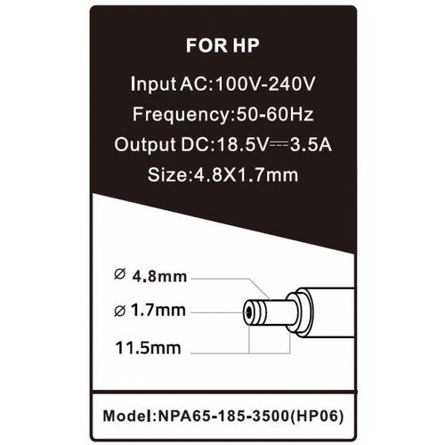 NPA65-185-3500 (HP06) ** Gembird punjac za laptop 65W-18.5V-3.5A, 4.8x1.7mm yellow (692) slika 1