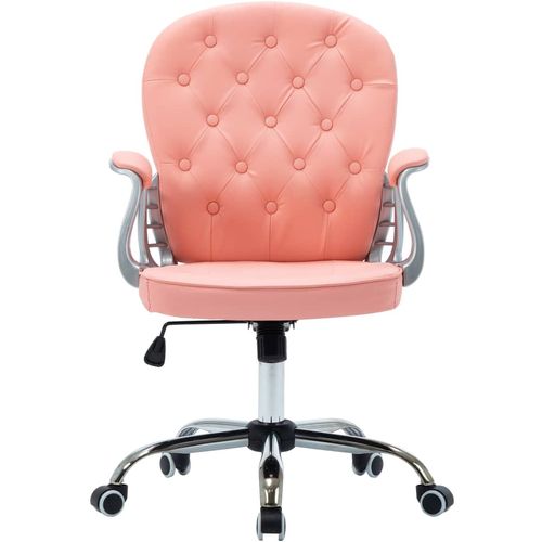 Okretna uredska stolica od umjetne kože ružičasta slika 19