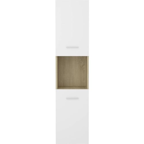 Kupaonski ormarić bijeli i boja hrasta 30x30x130 cm od iverice slika 6