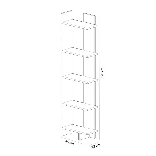 Woody Fashion Polica za knjige, Als - Walnut, White slika 4