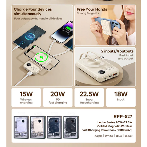 Power bank Magsafe REMAX Lecho Series RPP-527 PD 20W + QC 22.5W Fast Charging 10000mAh beli slika 2