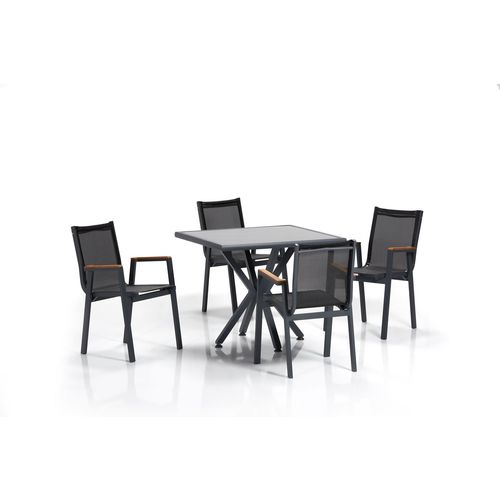 Floriane Garden Set vrtnih stolova i stolica (5 komada), siva crna boja, Samara Bahçe Masa Takımı - 2 slika 1