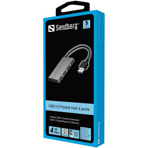 USB HUB 4 port Sandberg Pocket USB 3.0 133-88 slika 2