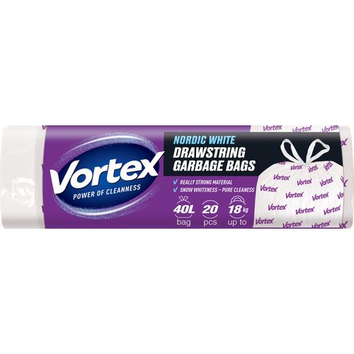 Vortex Nordic white vreće za smeće sa vezicama 40 litara 20kom slika 1