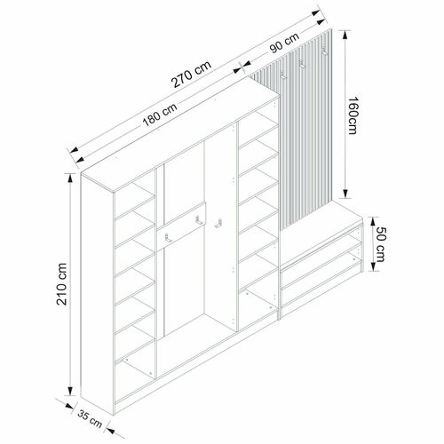 Noah - 8291 Beli Predsoblje Ormar slika 8