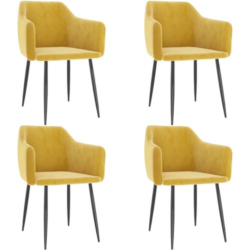 Blagovaonske stolice 4 kom boja senfa baršunaste slika 1