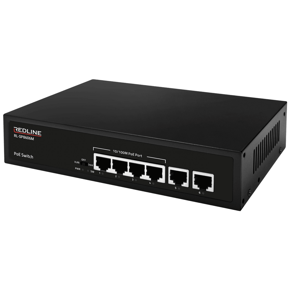 REDLINE PoE mrežni switch, 6 port RJ-45 , 4 PoE / 65W - RL-SP8606M slika 1