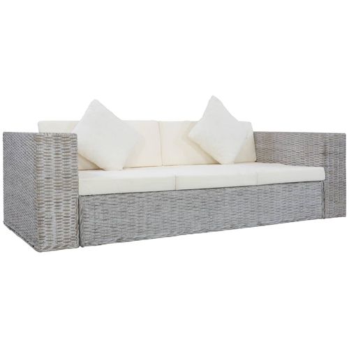 2-dijelni set sofa od prirodnog ratana s jastucima sivi slika 6