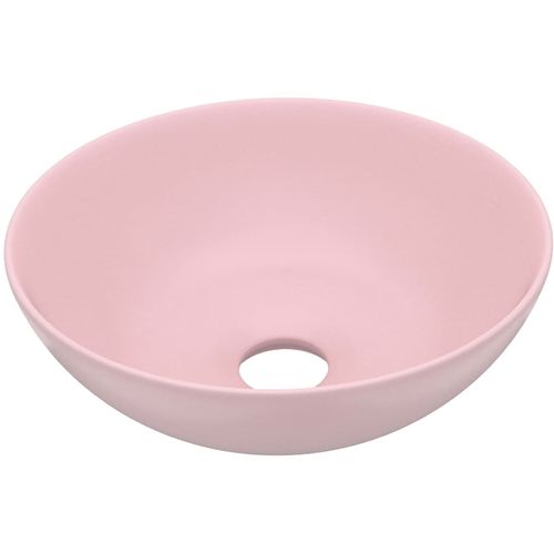 Kupaonski umivaonik od keramike mat ružičasti okrugli slika 13