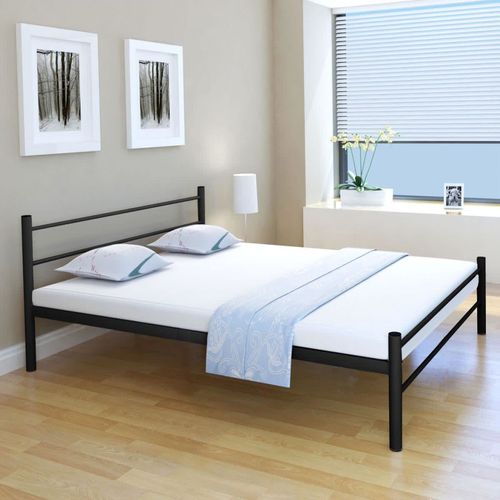Krevet s madracem metalni crni 160 x 200 cm slika 13