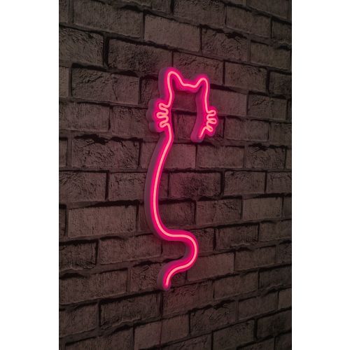 Wallity Ukrasna plastična LED rasvjeta, Cat - Pink slika 1