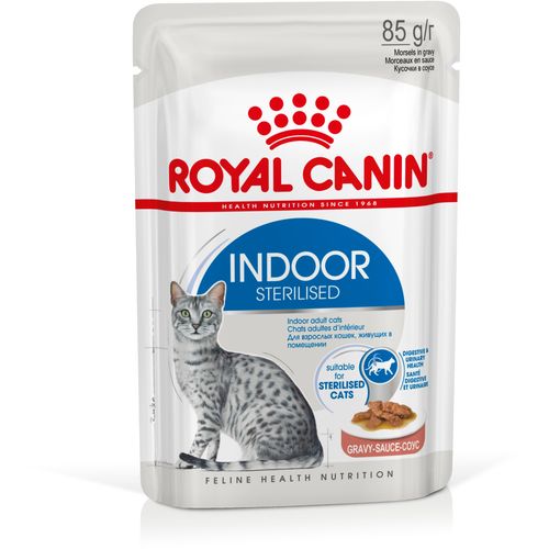 ROYAL CANIN FHN Indoor Gravy, potpuna hrana u vrećici za  odrasle mačke, za mačke koje žive u kući, komadići u umaku, 12x85 g slika 1