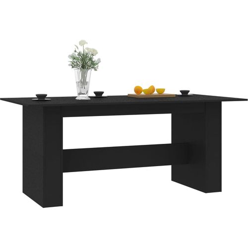 Blagovaonski stol crni 180 x 90 x 76 cm od iverice slika 22
