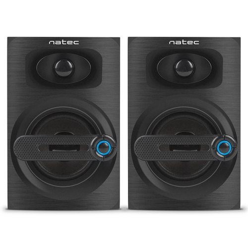 Natec NGL-1641 COUGAR, Stereo Speakers 2.0, 6W RMS, USB power, 3.5mm Connector, Wooden Case, Black slika 2