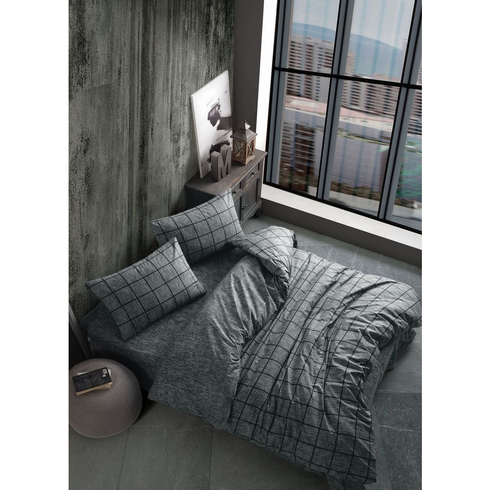 Ranforce single XXL pokrivač set (DE) Kare, boja: crna slika 1