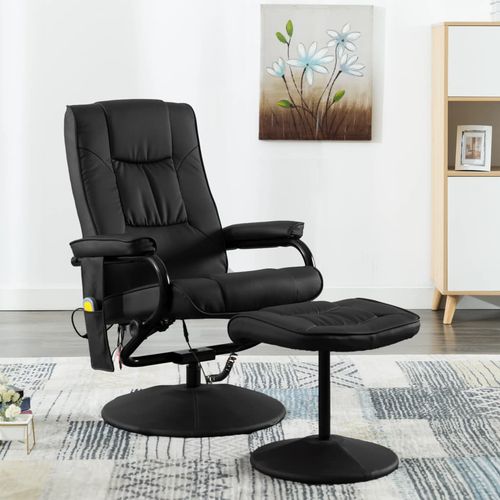 Masažna fotelja s osloncem za noge od umjetne kože crna slika 10