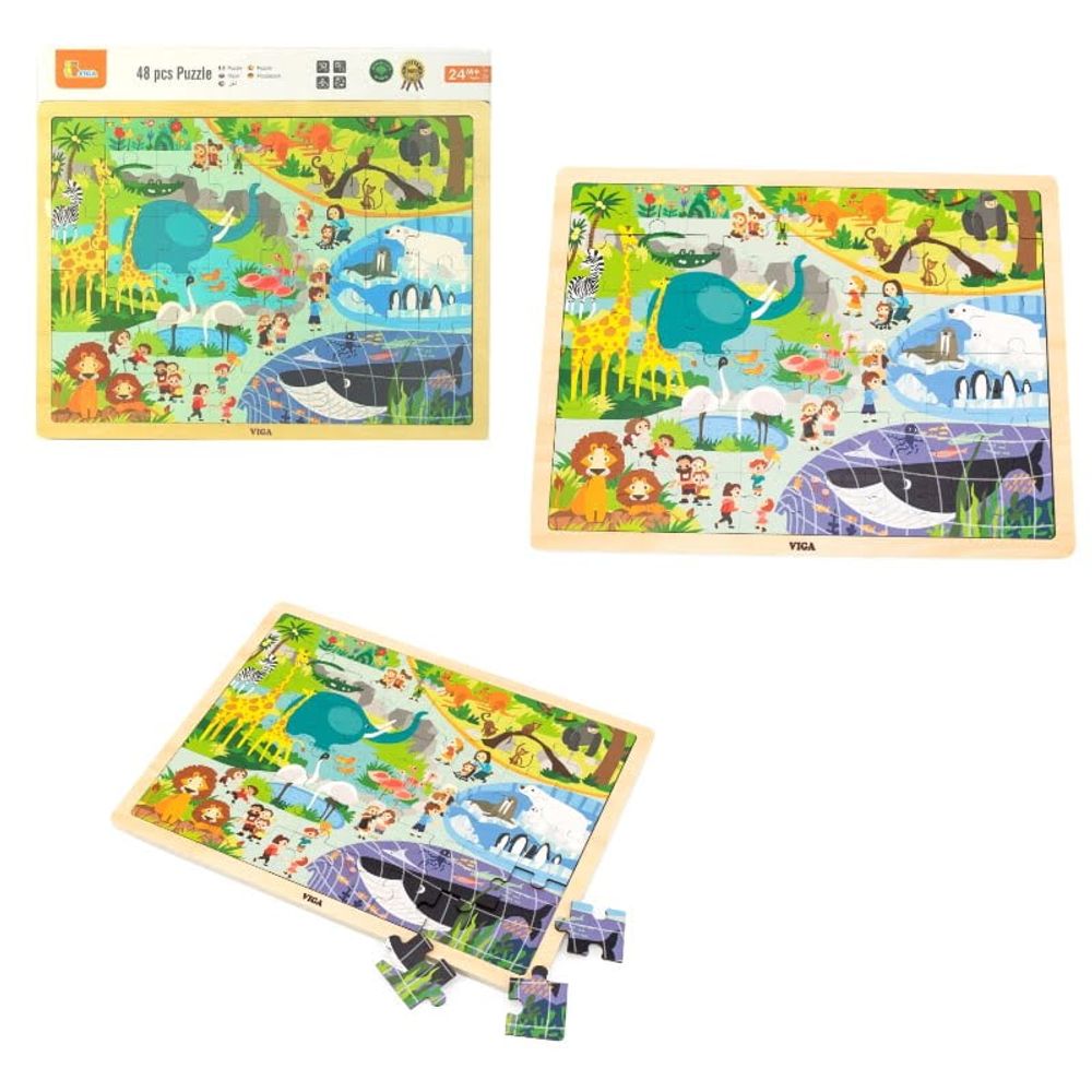 Viga Drvene puzzle Zoo, 48kom slika 1