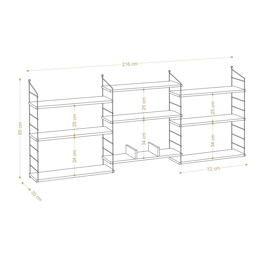 Lungo White Black Bookshelf slika 3
