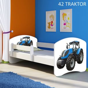 Dječji krevet ACMA s motivom, bočna bijela 140x70 cm 42-traktor