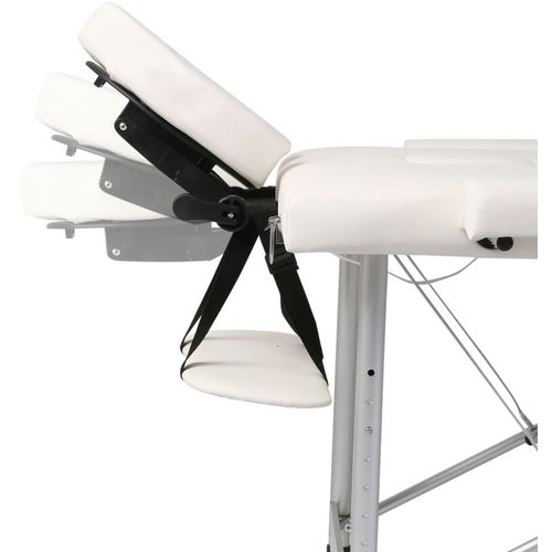 Krem bijeli sklopivi masažni trodijelni stol s aluminijskim okvirom slika 36