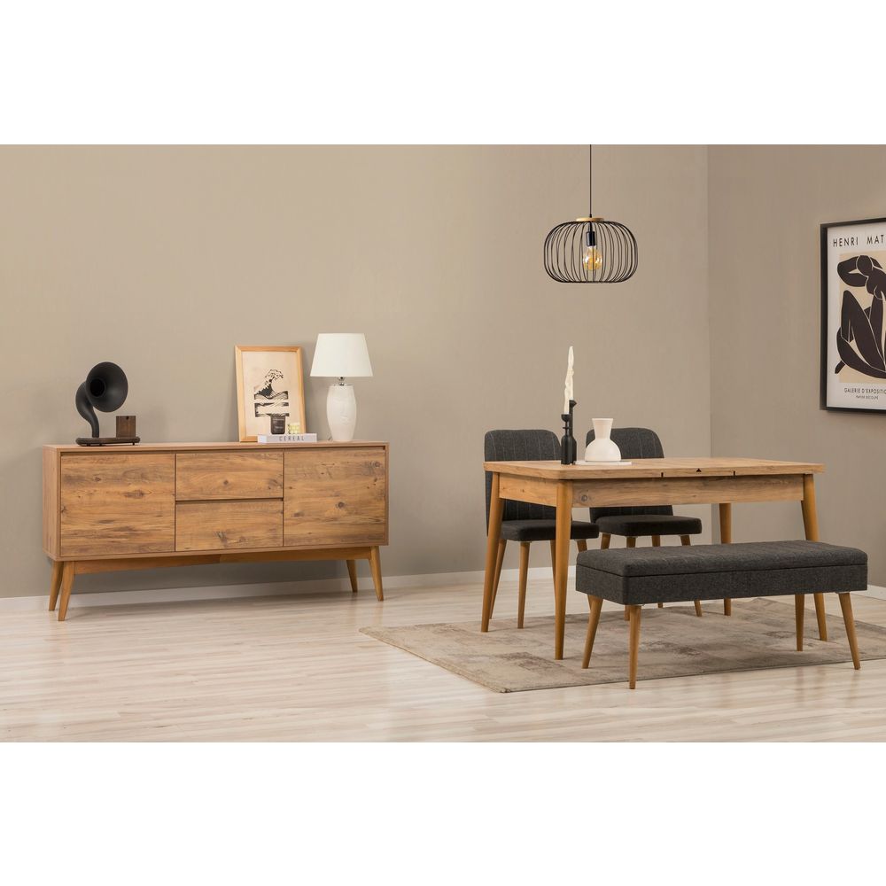 Vina 02 1053 - Set za Trpezariju od 5 Komada u Atlantic Pine i Antracit slika 1