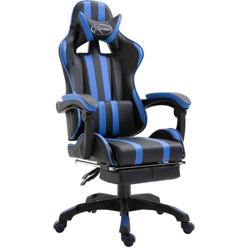 Igraća stolica od umjetne kože s osloncem za noge plava slika 15