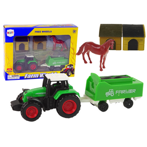 Traktor s prikolicom + konj 1:64
