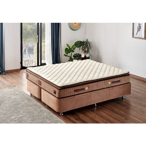 Woody Fashion Madrac, Bijela boja Smeđa, W Cotton 200x200 cm Double Size Firm Mattress slika 2