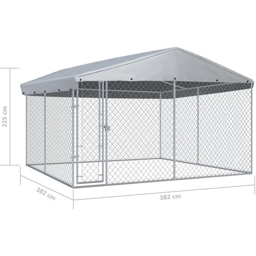 Vanjski kavez za pse s krovom 382x382x225 cm slika 11