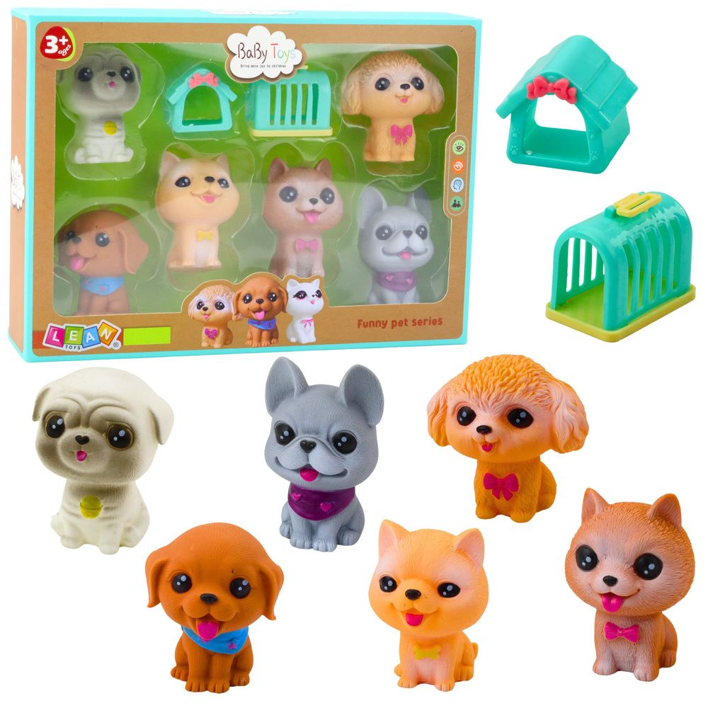 Set figurica gumenih pasa za prijevoz kućice za pse, 6 komada slika 1