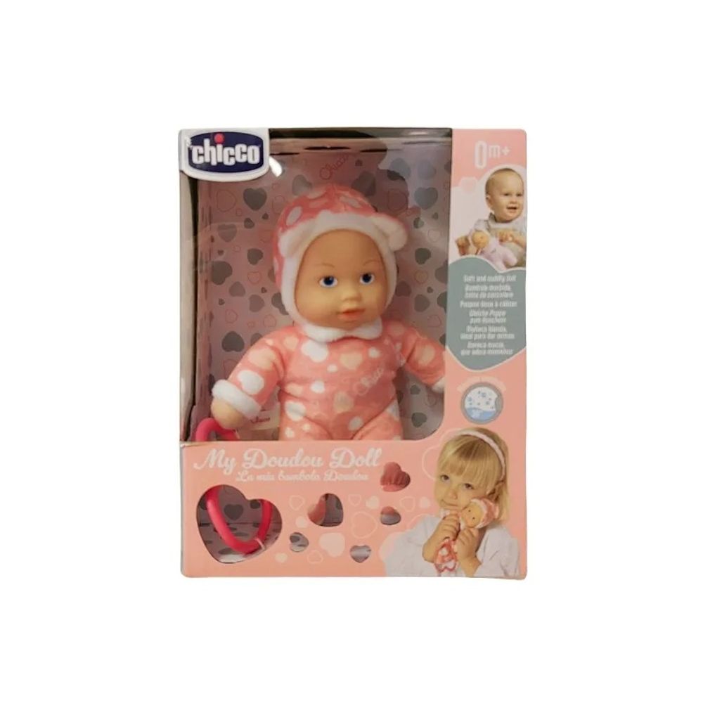 Chicco Lutka beba My Doudou Doll 18cm, Roza sa srcima slika 2