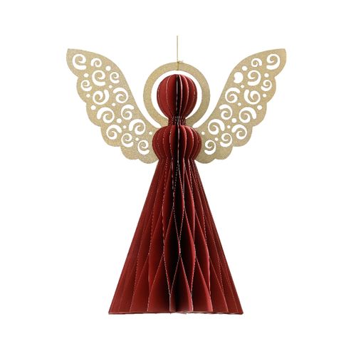 Ukras za jelku Hangin paper angel 15cm 709231 - Red - KMG slika 1