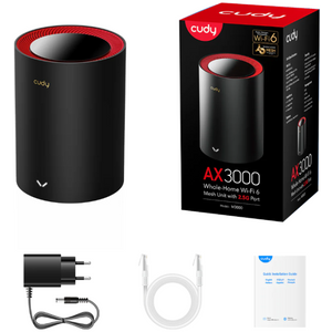 Cudy M3000 1-Pack AX3000  Dual Band 2.4Ghz+5Ghz WiFi6 MESH, 2.5G WAN+GE LAN, 5x Antena 128MB/256DDR