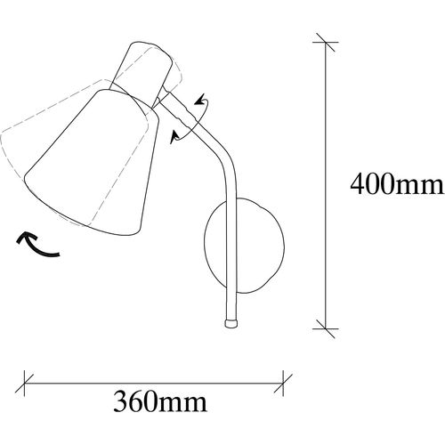 Opviq Zidna lampa SIVANI VINTAGE, metalna 14 x 36 x 40 cm, E27 W40, Sivani - MR-663 slika 8