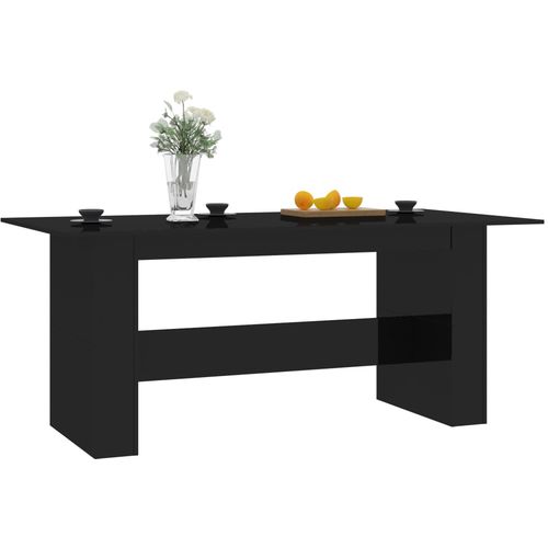 Blagovaonski stol visoki sjaj crni 180 x 90 x 76 cm od iverice slika 8