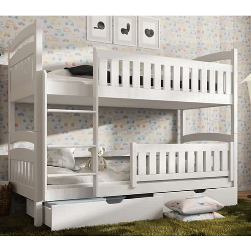 Drveni dečiji krevet na sprat Ignas s fiokom - beli - 200x90 cm slika 2