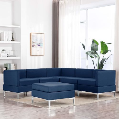 6-dijelni set sofa od tkanine plavi slika 1