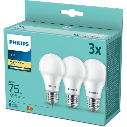 Philips LED žarulja, E27, A60, topla, 10W, mat. 3x slika 1