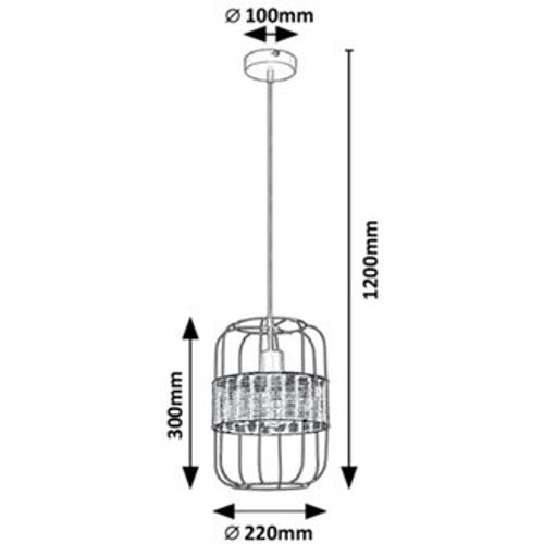 Rabalux Indiana, metal Visilica lampa, E27 1x MAX40W, mat crna slika 3