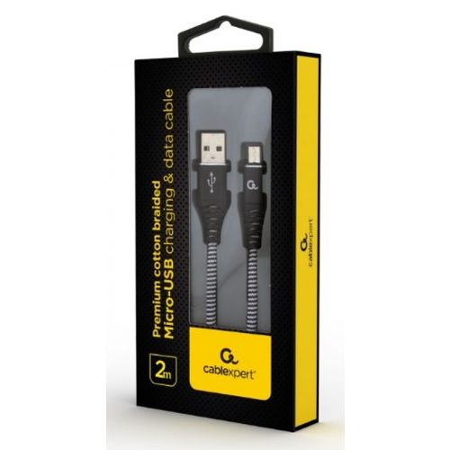 CC-USB2B-AMmBM-2M-BW Gembird Premium cotton braided Micro-USB charging - data cable,2m, black/white slika 2
