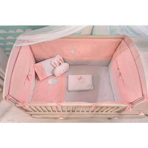 L'essential Maison Baby Girl (80x130 cm) Roze Siva Bela Posteljina za Bebe slika 1